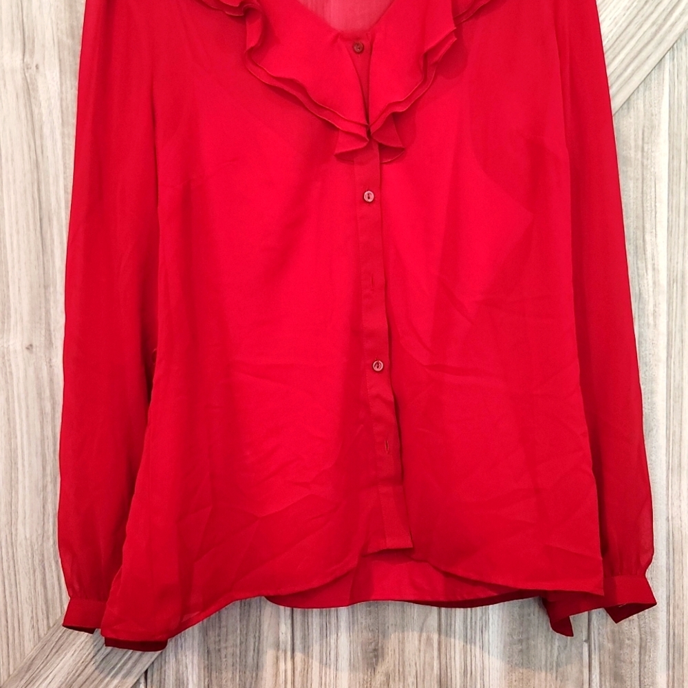 Women's Red Sheer/Lined Blouse